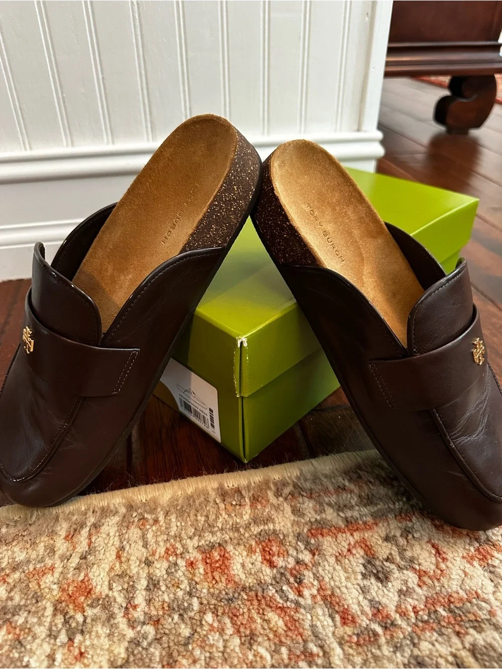 Tory Burch | Dark Brown Leather Mule with Gold Logo